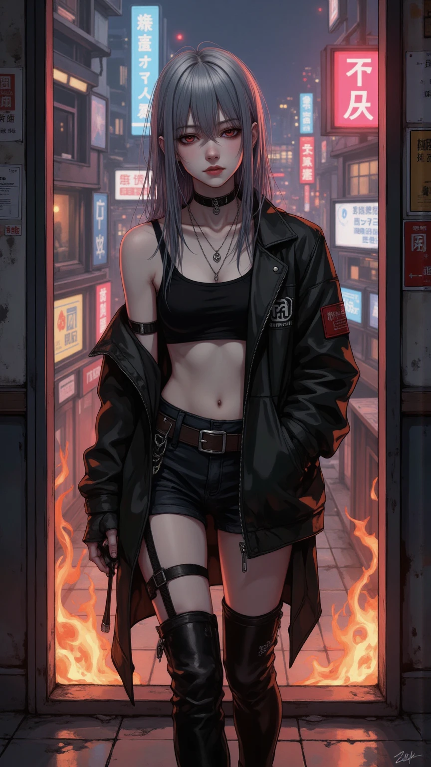 1girl, (smoke), ((smoking)), ((((black jacket)))), (((pink hair))), elf, flat,((((small chest)))), ((((flat chest)))), ((((small breasts)))), ((((flat breasts)))), lips, lipstick, (((long stray hair))), looking at viewer, makeup, pointy ears, red lips, solo, upper body