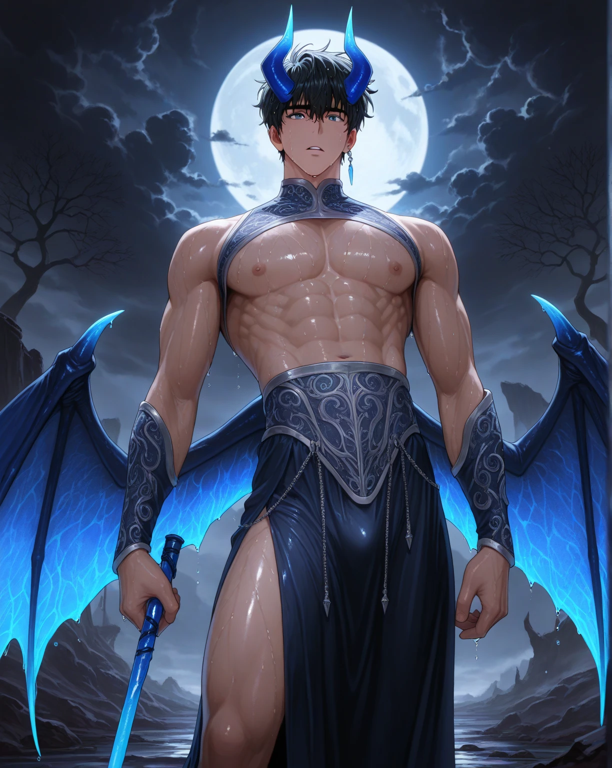 (A young adult male mage with huge manly pecs is doing magic tricks and summoning magic forces having his nipples tweaked as he orgasms), NSFW, hentai, male wizard, nipple tweaking, (mage’s lactating nipples are being tweaked:0.4), lactating nipples, ((blushing and orgasm:0.1)), ((male’s nipples tweaking:0.3)), ((art inspired by Elana champion of lust hentai game:0.2)), ((dynamic pose)), ((the background setting is inside the mage’s house:0.2)), ((sex magic targeted at his cock and testicles :0.2)), 