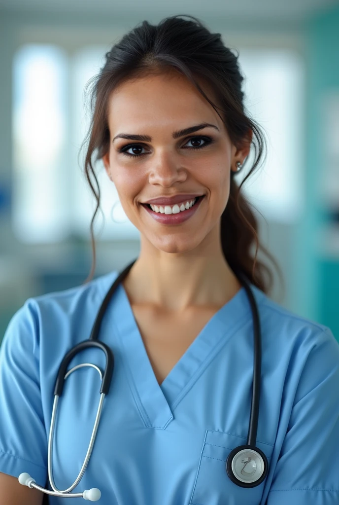 **A doctor in uniform and stethoscope looking into the camera. --v 4: 50** - (quase) --s 2