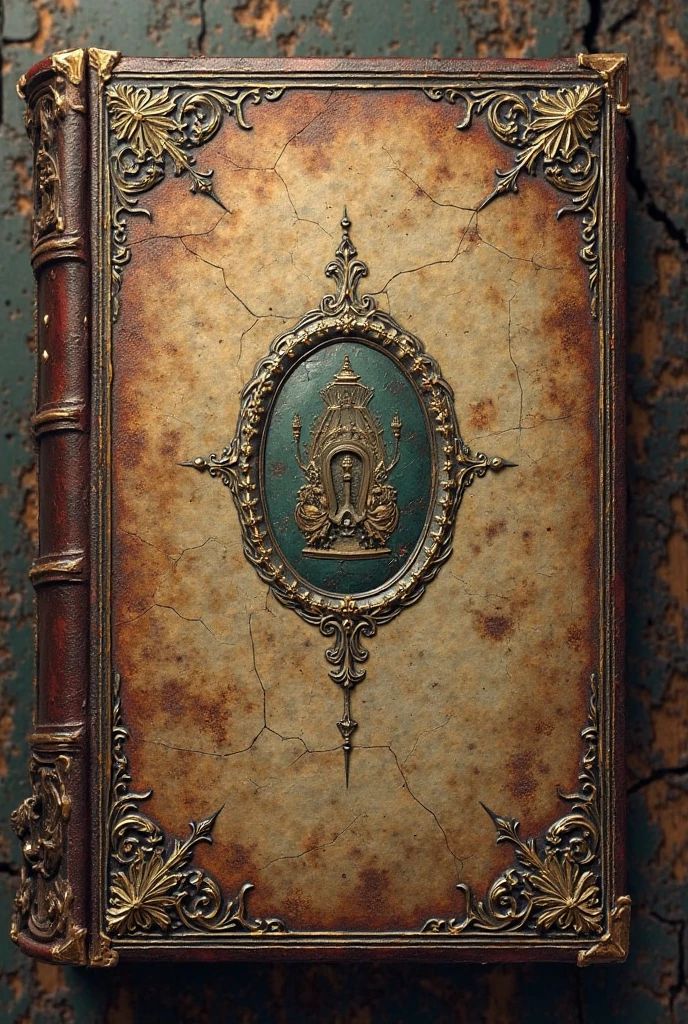 DonM41r3l3XL , large print book, wire binding, leatherbound, metal, ancient monastery, <lora:DonM41r3l3XL:1>