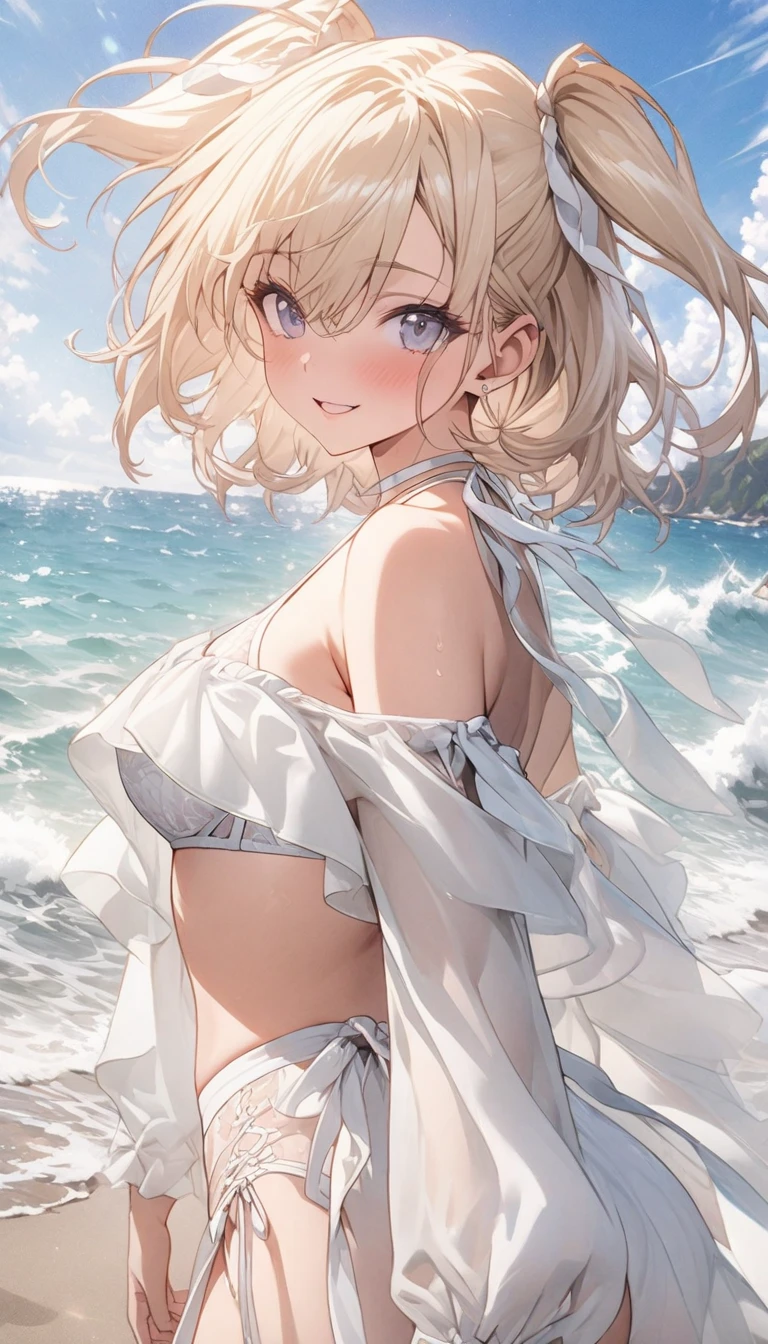 Highest quality,2people(Beautiful super busty sister,Ahegao,Crying face,Breast shaking)Completely naked,View Viewer,barefoot,2 feet,Depth of written boundary,Beach,2people(Shota small short penis,Head held down with both hands in doggy style position,Satisfied face,Hip swinging vaginal ejaculation),