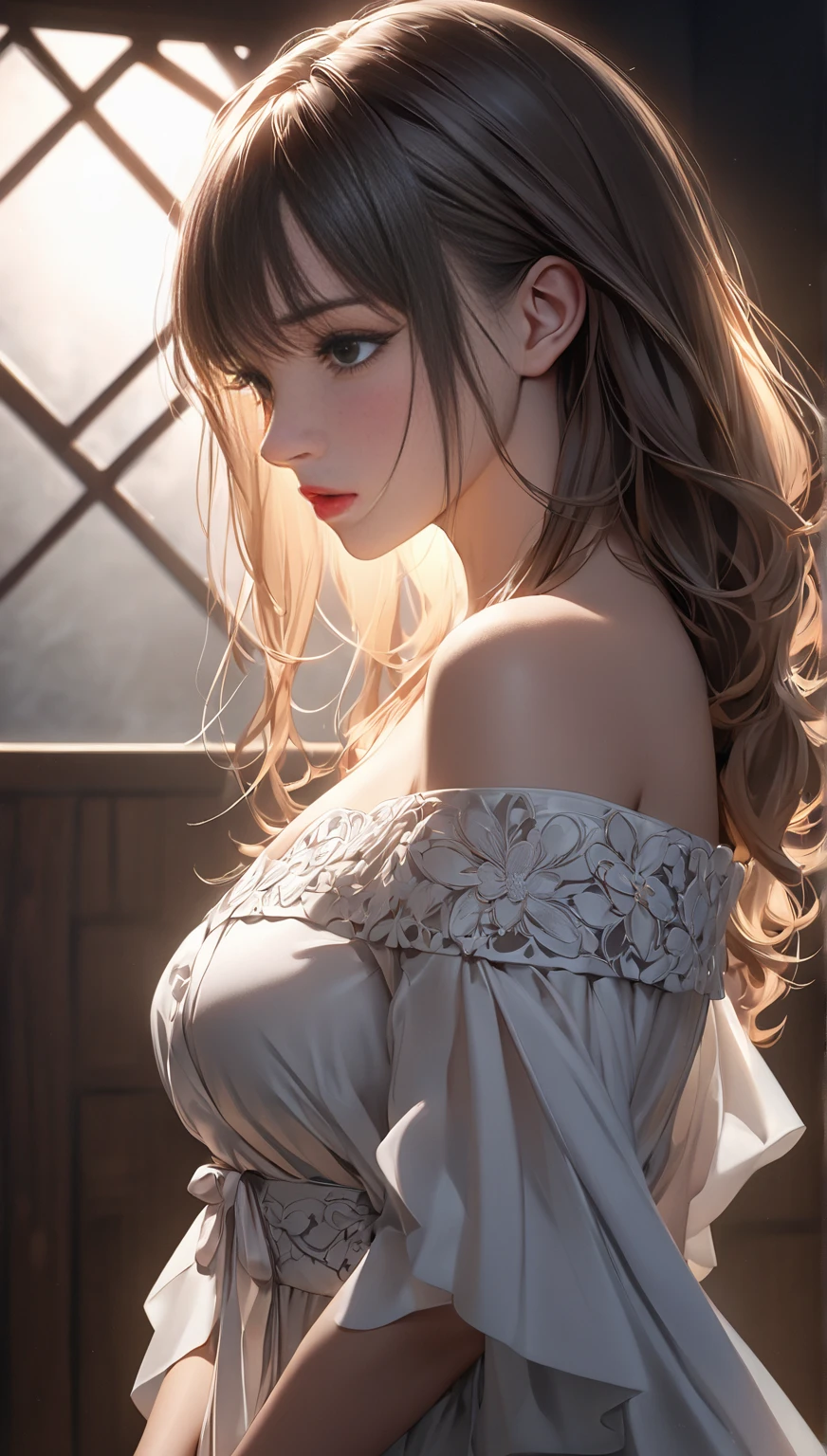 (masterpiece, Digital Art, Digital Illustration, 4K, 8K, Ultra-detailed, beautiful image, Sharp Image,, Raw photo, Perfect face, Perfect lines, Perfect eyes, Soft lighting), slim body, slender, shiny skin, influencer, ab, shoulder length hair, bangs,  bbc, cowboyshot, sex, cum on body, happy face, smile,