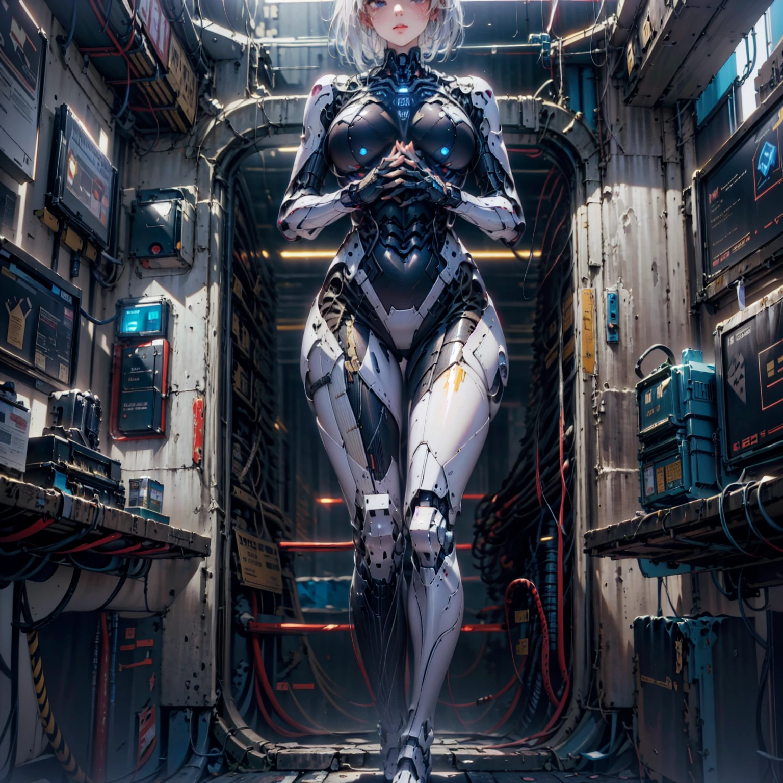 ((La mejor calidad)), ((obra maestra)), (muy detallado:1.3), ...............................................................................................................................................3D, Beautiful (cyberpunk:1.3) Mujer hacker, peinado corto,pelo corto, Volver al visor, cabello grueso, Terminal de ordenador operativo, Pantalla montada en la cabeza, computer server, Pantalla LCD, fiber optic cable, Logotipo de la empresa, HDR (High Dymanic Range), Trazado de rayos, NVIDIA RTX, Super resolution, Irreal 5, Subsoil Scatter, Textura PBR, Post-procesamiento, Anisotropic filtering, profundidad de campo, maximum sharpness and sharpness, Texturas multicapa, Albedo y Highlight Maps, Sombreado de superficies, Accurate simulation of light-material interactions, proporciones perfectas, Renderizado de octanaje, duotone lighting, ISO bajo, balance de blancos, Regla de los tercios, amplia apertura, 8K RAW, efficient sub-pixels, sub-pixel convolution, glow particles, dynamic pose