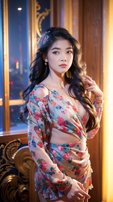 masterpiece, Chinese traditional ink painting, 1 girl, long hair, look at the audience, tease, , , Dunhuang_style, Dunhuang_clothing,丝绸clothing, Ultra HD Dragon, , 4K, best quality, Super details, Award-winning, High quality stockings, best quality, high detail