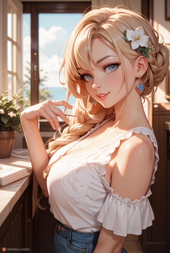alishadef,side ponytail, drill hair, smile,
BREAK (frilled bikini,white bikini,front-tie top:1.2),
BREAK from above, large breasts, belt, blush, village, field, hands behind back
BREAK (masterpiece:1.2), best quality, high resolution, unity 8k wallpaper, (illustration:0.8), (beautiful detailed eyes:1.6), extremely detailed face, perfect lighting, extremely detailed CG, (perfect hands, perfect anatomy),