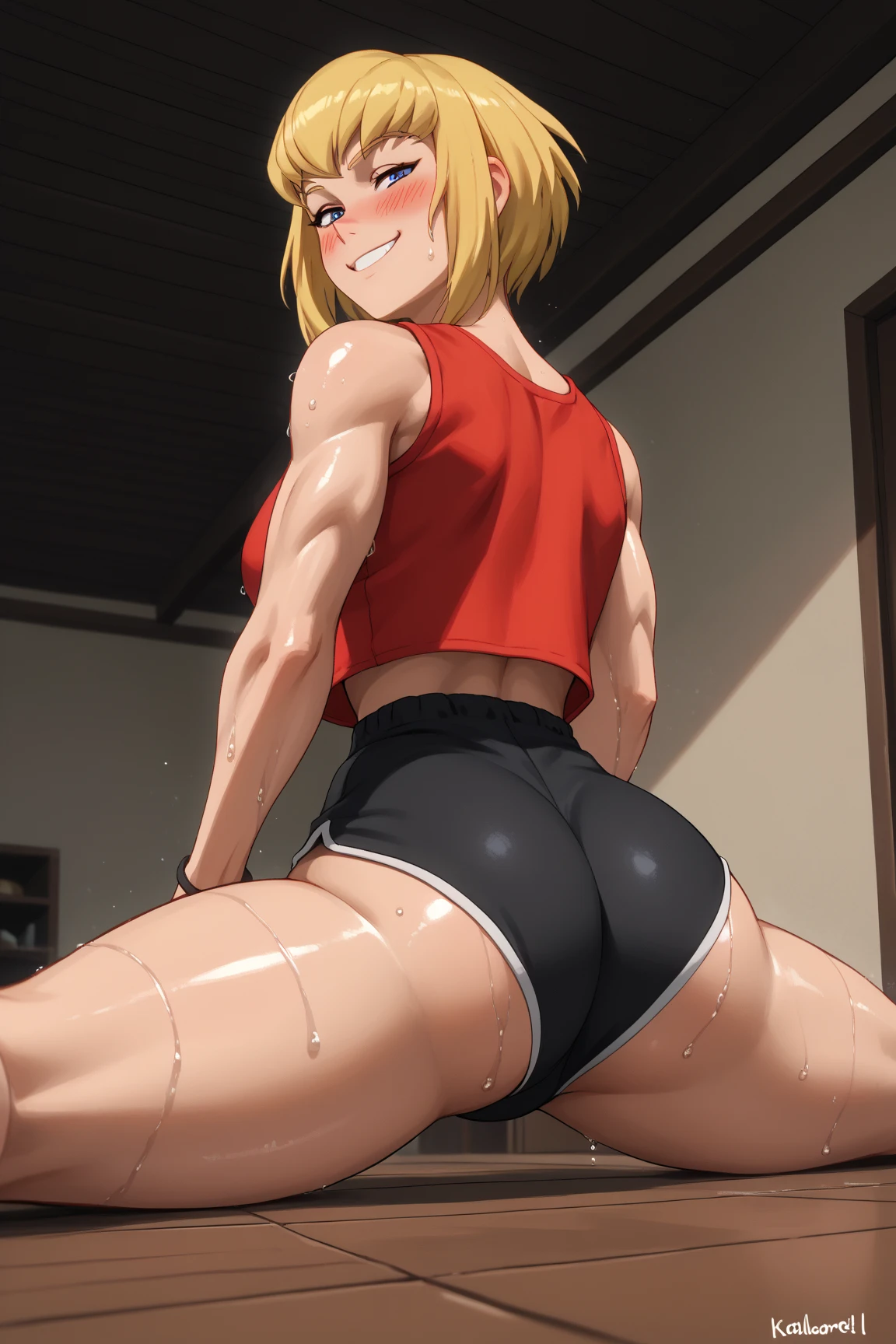A muscular woman is a small man, extremely muscular, gigant ass, Bullish, huge ass, stepping on the little man e fraco,by the arms, stepping on the little man, Make a Little Man e magro, Make a Little Man, a small man being stepped on the muscular woman's legs,