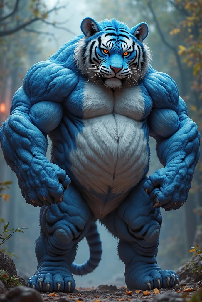 brutalmass, a cat, cute, blue cat, shirtless, muscular, on a black background,
