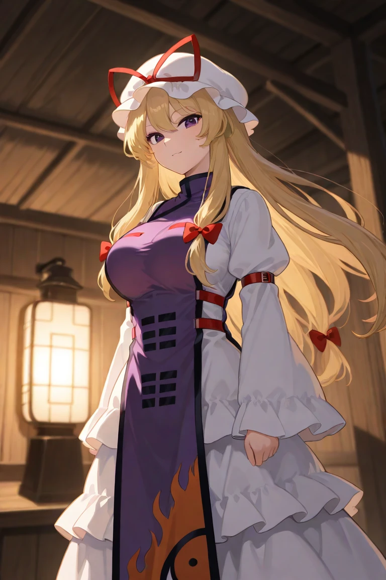 ftselenekim, pink eyes, mature female, blonde hair, hat, clothes, ftselenecas, pink eyes, blonde hair, maturefemale,cleavage, kimono, japanese clothes, moon, white clothes , big chest, smile, perfect waist, large breasts, kimono