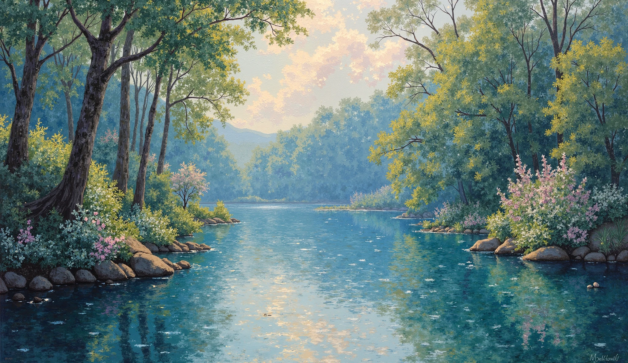 Claude Monet's Magnificent World, impressionism , oil painting, river, lake