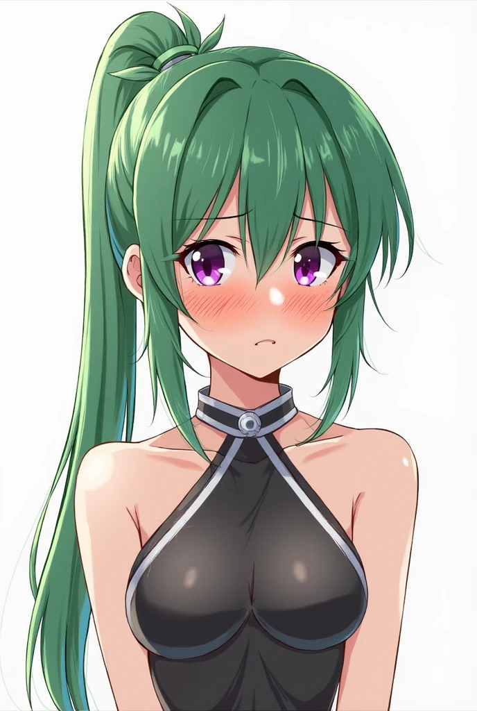 Kamisato_Ayaka, combat damage,clench one's teeth, green-eyed, chest muscle, obi strip, 独奏,topless female, torn laundry, Wristbands, ((tmasterpiece))