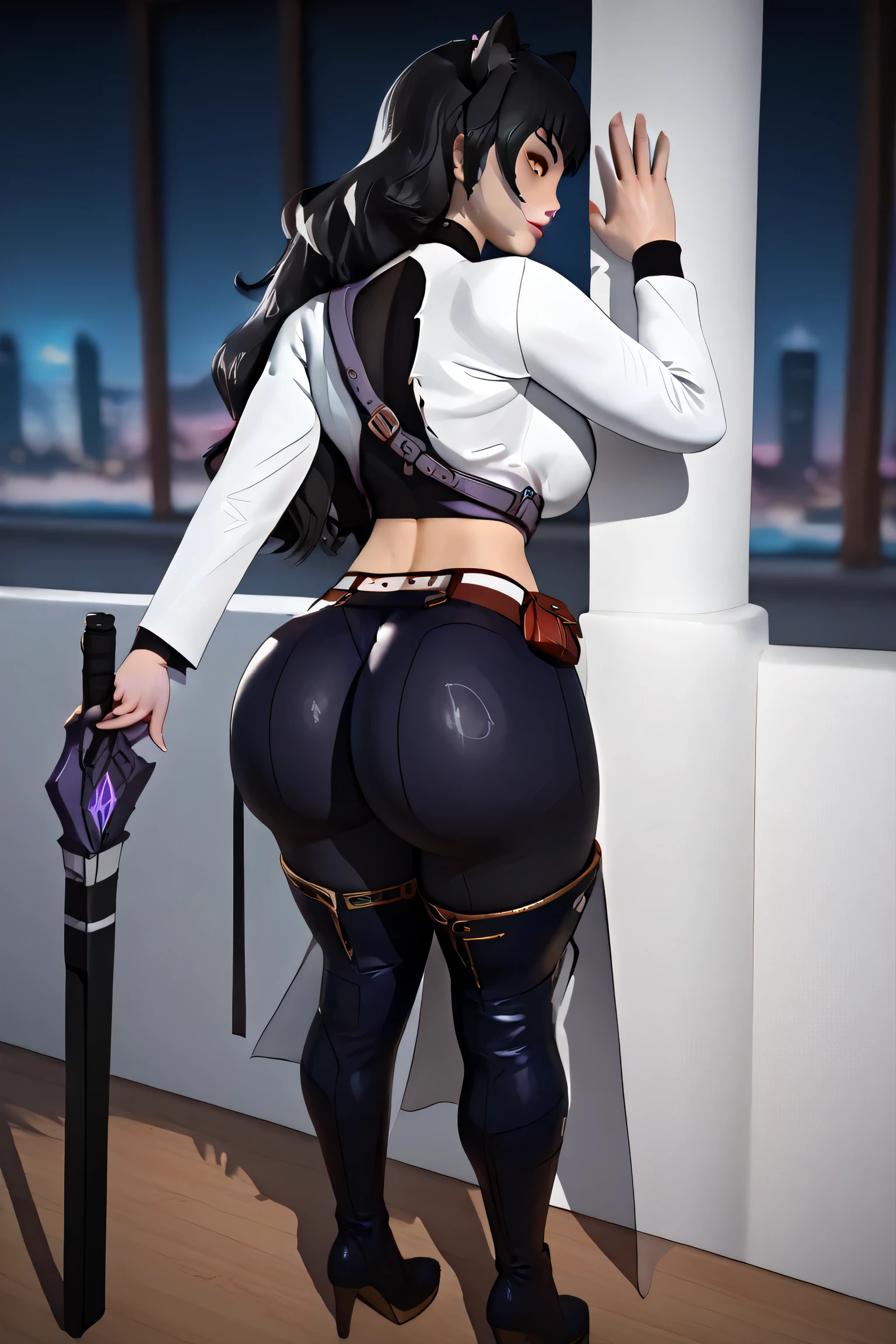 (((alone))),(((Raiden Shogun))),(((clear skin))),(((daring))),((curvy body)),(((wearing provocative outfit))),(((detailed)))