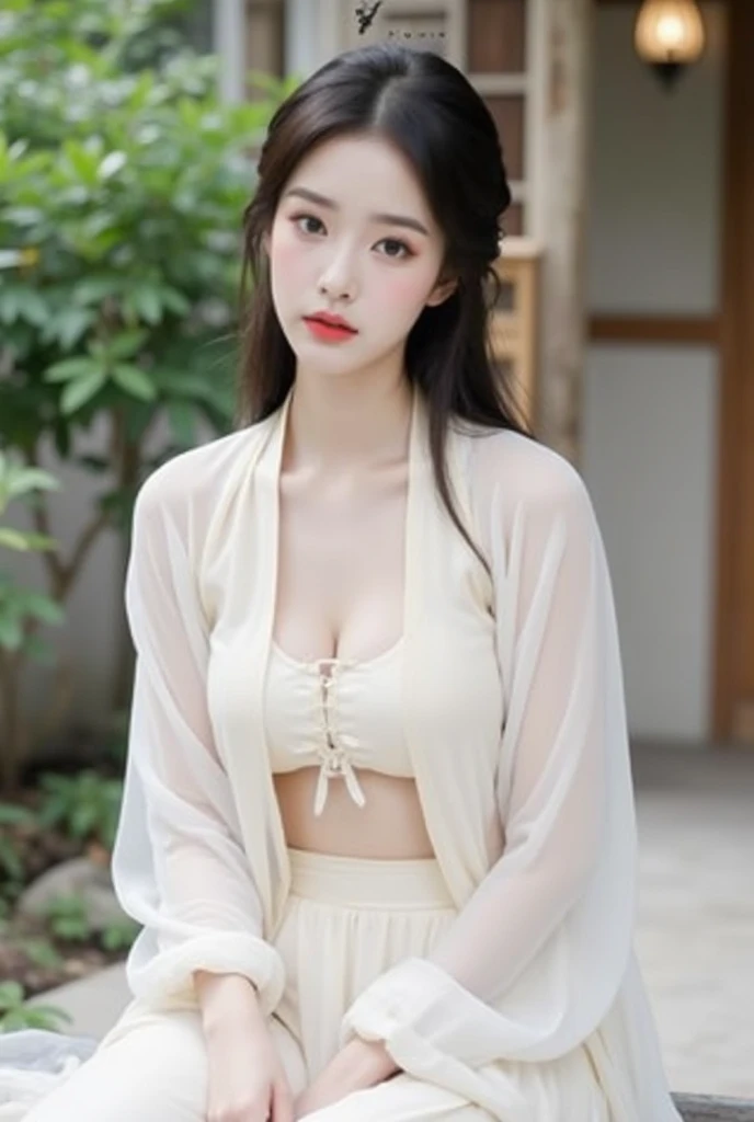 <lora:hanfu29.1:0.08>,best quality,realistic photo,(beauty hair,ostentatious hair accessories,gorgeous hair accessories,light smile:1.15),
(<lora:hanfuChinese_v20:0.18>||<lora:tangStyle26:0.18>||<lora:zshs:0.18>||<lora:Song_HanFu:0.03>||<lora:wdr_realisti_hanfu:0.18>||<lora:weijin_hanfu:0.18>),( chiffon style hanfu bikini,slim waist:1.27),naked body girl,light smile,happy,((((upper body,real face photo,outdoor background,background blur)))),big eyes,analog style,physically-based rendering,ultra-detailed,professional lighting, photon mapping,(outdoor,bokeh),(RAW photo, best quality, masterpiece:1.3), (realistic, photo-realistic:1.3),detailed facial features,slim girl,tassel, innocent, bangs,(pureerosface_v1:0.90) ,(ulzzang-6500-v1.1:0.85),<lora:bridal_hairstyle:0.18>,(bridal hairstyle:1.1),(looking at viewer,close in viewer:1.7),small breasts,ear ring,hair bow,hair ring,bare shoulders,(bare abdomen),cleavage,cosplay style,slim girl,(ostentatious hair accessories,gorgeous hair accessories:1.3),small breasts,bare pussy,more naked style,bare pussy,(naked body with chiffon style hanfu clothes), more colorful style hanfu clothes,Breast squeezing,