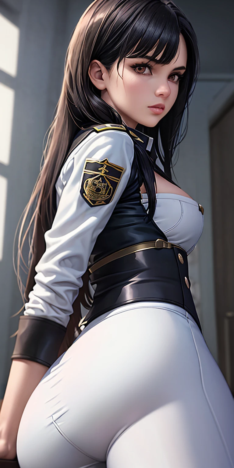 (best quality:1.5, highres, UHD, 4K, detailed lighting, shaders), best quality eyes, perfect hands, perfect finger, white curly haired, gradient hair, big breasts, white T-shirt, big thighs, big butt, white
jacket, white long pants, mature woman , (pov), black background, colorful eyeshadow, dramatic lighting, sparkling eyes, sensual expression, golden earrings, flowing hair, delicate facial features, soft skin, high cheekbones, urban setting, full body, black background, dont look for the camera, behind the camera,standing_split