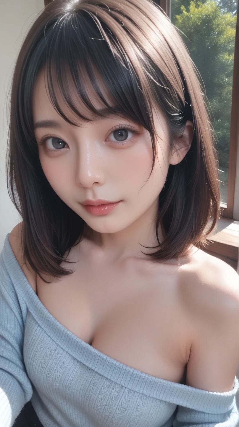 absurdres, (masterpiece, best quality), (ultra-detailed), extremely detailed,super high resolution, (Top Quality photorealistic Illustration), (Super Definition), (best quality,masterpiece:1.0),(cute illustration), (high Saturation:1.2), highres, ultra-detailed, 32k,8k resolution, intricate details, cinematic scene, detailed background, Soar (High chroma),(Sparkling),bathroom, depth background, in the sandy beach, ocean, splashing, blue sky, windy, rim light, sunlight, beautiful lighting, strong light,BREAK (one girl:1.6) (kawaii), (cute), Beautiful and delicate eyes, Delicate and beautiful face, Facial accents, Perfect figure,(open shirt), (show off small nipples:1.6), (small areolas), Uniforms、bright expression、short bowl cut、Young shiny shiny white shiny skin、Best Looks、Natural black hair with dazzling highlights、shiny light hair, (short hair), silky straight hair、Beautiful bangs that shine、Double eyelids、eye liner、Glowing crystal clear attractive big brown eyes,(Very beautiful nice cute 14 year old Nordic girl)