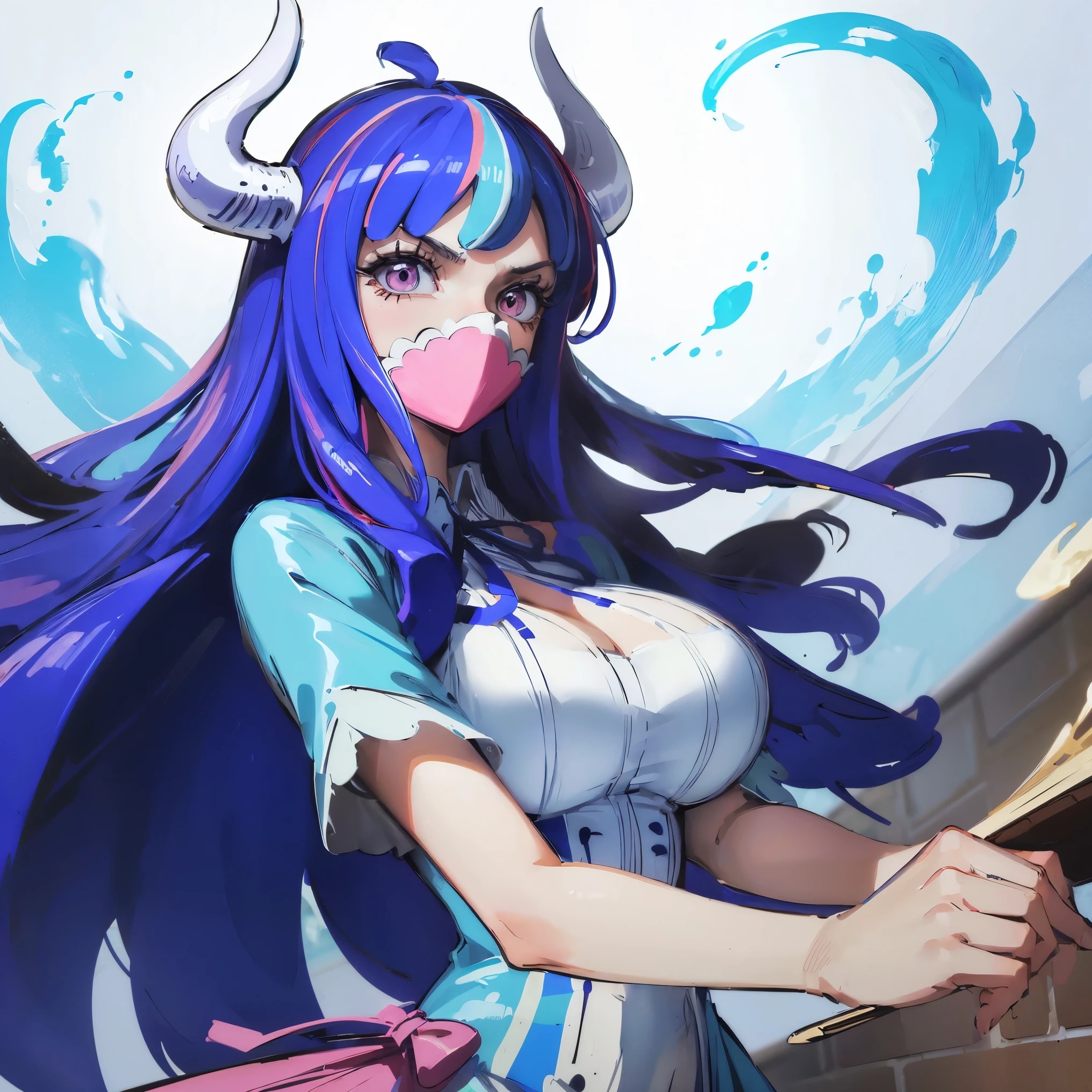 masterpiece, best quality,anime style, 1 girl,(((slender body))), (((small breast))),(((Jacket, Open your clothes, Open jacket, Blue jacket, ground vehicle, Sports Bra, bicycle,buruma))),(((((brown penis tentacles bound the girl))))), ((((restrained, arms behind back)))),((((cum)))), (beautiful face), (((long hair))), (((straight hair))), ((((blue hair)))),detailed beautiful skin, (perfect hands, perfect anatomy)