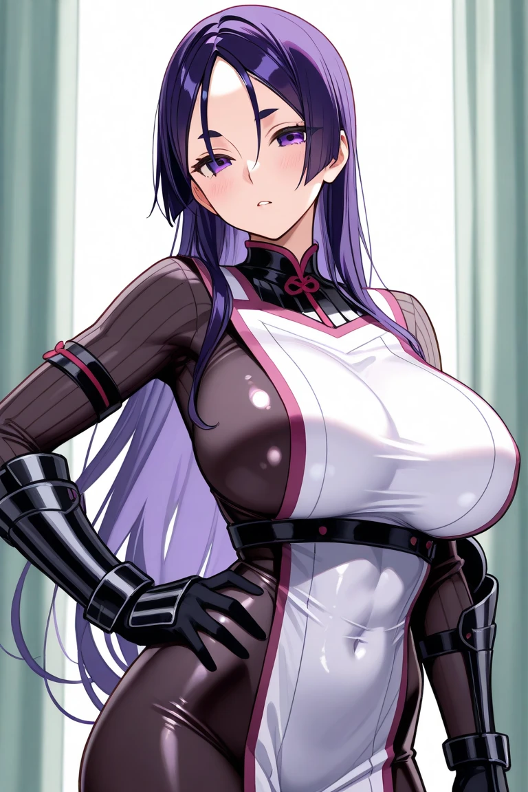 purple hair,purple eyes,(absurdres, 8k, 4k, masterpiece, hyper extreme detailed:1.2), solo, 1girl, front view, perfect face, 1girl, portrait, expressive eyes, looking at viewer, solo, standing, Female, toned body, mature female, large breasts, pale, , long hair, swept bangs, athletic body, stoic, black robe,white shirt, , Military, battle worn, scars, messy hair, heroic, perfect anatomy, friendly, heroism, blue sky, sun, clouds, muscular, half body, bound, bondage, (arms behind back:1.4), (bdsm, tape gag, tape, tape bondage, restrained, best anatomy, tape wrapped, wrap gag, tightly bound, tape wrapped around face, tape above breasts, tape below breasts, sitting down, tape gag, long hair, tape between breasts, taped forearms, taped elbows, taped abdomen, taped nose, taped between arms, black t-shirt, sleeveless)(ahg, rolling eyes)
