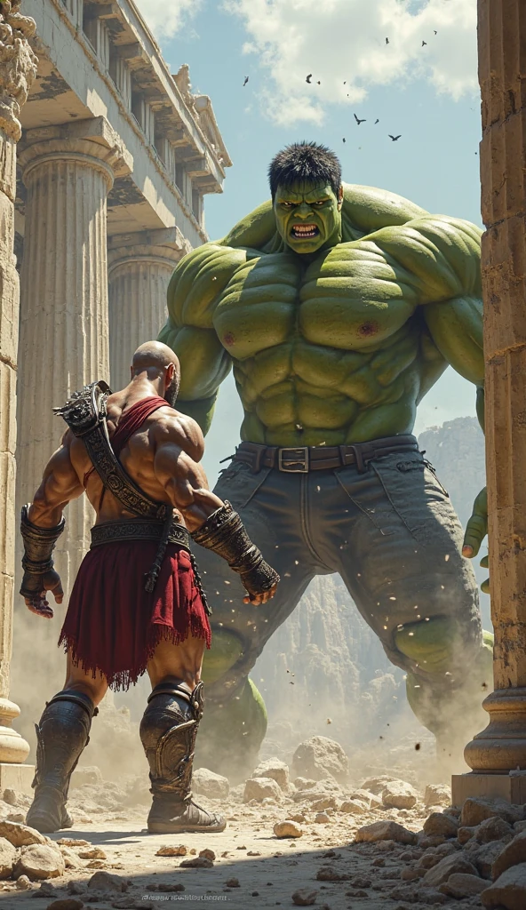 God of war fighting the hulk