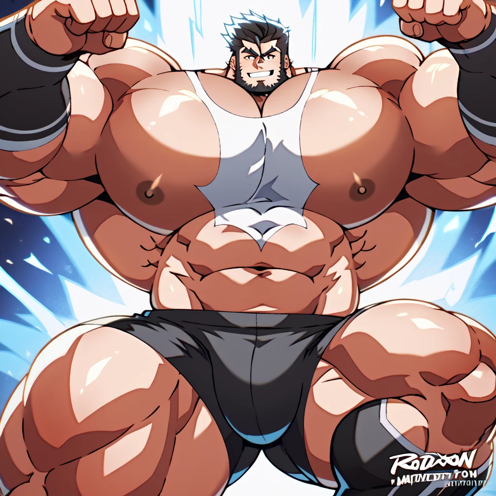 Muscular hairy Ash Ketchum from Pokémon hypnotized by a glowing pendulum swaying in front of their faces, flexing his biceps in a locker room with other jocks also being hypnotized as they fall deeper into trance as stereotypical big dumb football jocks. Glowing red eyes. Muscle growth. Sweat. big biceps. Big triceps. Big traps. Broad shoulders. Big meaty pecs. Hyper muscles. Glowing red eyes. Hyper crotch bulge. Massive bulging crotch. Dumber and dumber. Blank and vapid stare with open mouth in trance while saying in a monotone voice, "We must sweat. We will obey. A big dumb jock works out all day. I am a dumb jock.... I obey.... We are dumb jocks.... We obey.... Dumber and dumber.... Yes, Coach.... I'm your player, Coach. Whatever you say.... Dumb jocks must obey.... Flex, ... grow, ... and obey.... Huhuhuhuh.... We are big dumb jocks...." Slumped shoulders. Hypnosis. Brainwashing. Hypnotized. Brainwashed. Vapid. Dull. Dimwitted. Meathead. Musclehead. Bigger and dumber jock bro. Assimilation. Transformation into big dumb muscular jock bro. Slumped shoulders. Bulging glutes. Thick stubble. hairy armpits. thick muscular legs. Repeating triggers to be dumber and dumber each time he says them to think and focus only on growing muscle and being the perfect football jock. Dimwit. Dullard. Bro. Stupid. Musclehead. Mass hypnosis. Entranced. Mindless. Brute. glowing pendulum. Bodybuilder. Huge muscles. Sweaty. Mouth open. panting. Entranced.