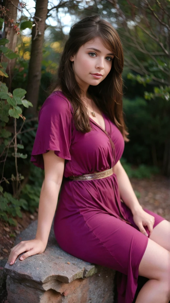 Realise la meme jeune fille de 20 ans au cheveux tres long de couleur violet rose
