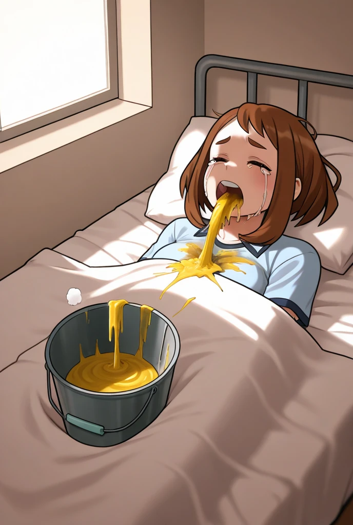 Runny nose and drooling、eating meat、Punch the stomach with all your might、A high school girl with a bloated belly after consuming large amounts of whiskey and meat、Sexually excited, laughing with a runny nose.