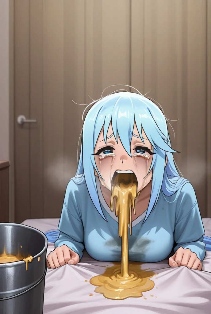 masterpiece, best quality, evangelion kaworu nagisa, kaworu nagisa, boys, nsfw, red eyes, seductive, hot, seductive face, piss on face, urine dumpster, sex slave, face covered in urine, urine eating, drinking urine, holding a big bowl of urine, surrounded by black men dicks, black men dicks, very big dicks