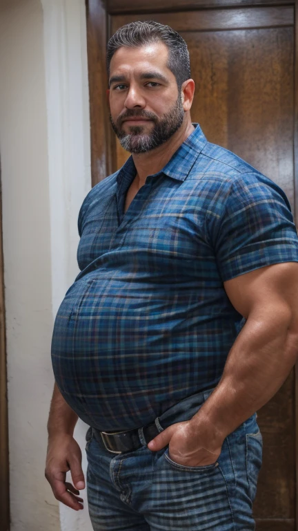 Man with brown hair down to shoulders green eyes pregnant