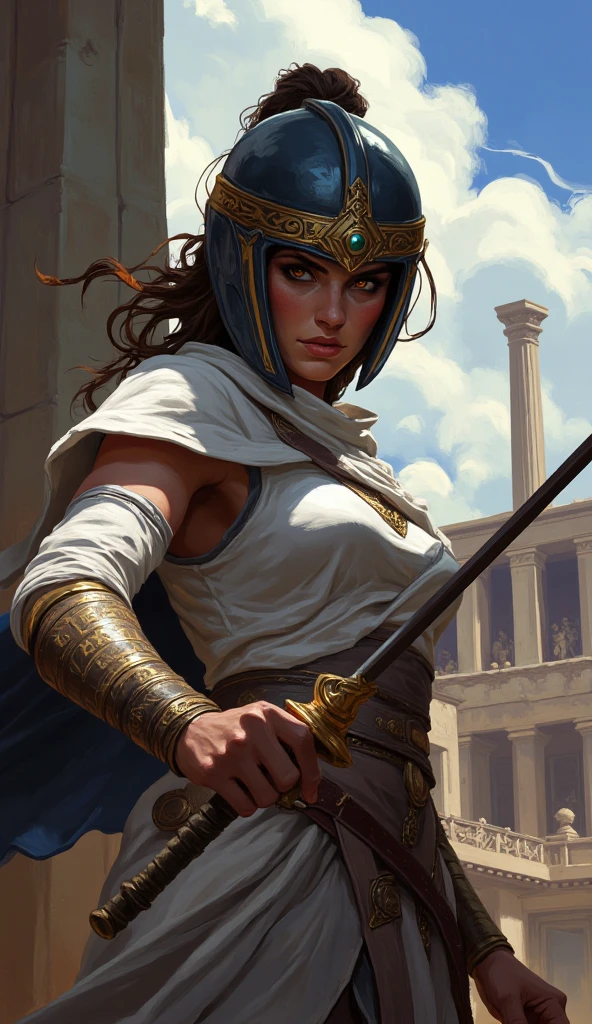 Very nsfw, extremely detailed Kassandra Assassin's Creed Universe sexy pose, revealing clothing, 