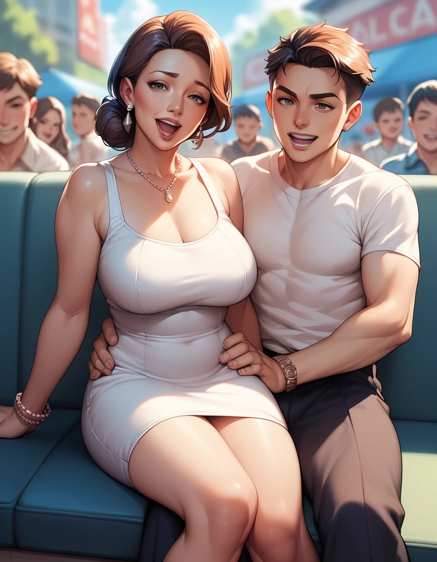 mom and son having sex in party ,mom ridding son, mom and son in party, discoteque crowded of small primary school male students, electronic new year party, small son eight years old having sex with tall sexy busty model Woman in crowded party, sexy latin model, MOM sexy model seducing small school sons touching his big pennis erection , realistic, real photo, portrait hot mom and son , son with pennis erection penetrating Tall Sexy model in red sexy tight dress in crowded party, song grabbing tall woman breast in party , hot mom bare breast, undressed mom in the party, pennis erection between son legs, realistic, cinematic, 24 mm lens