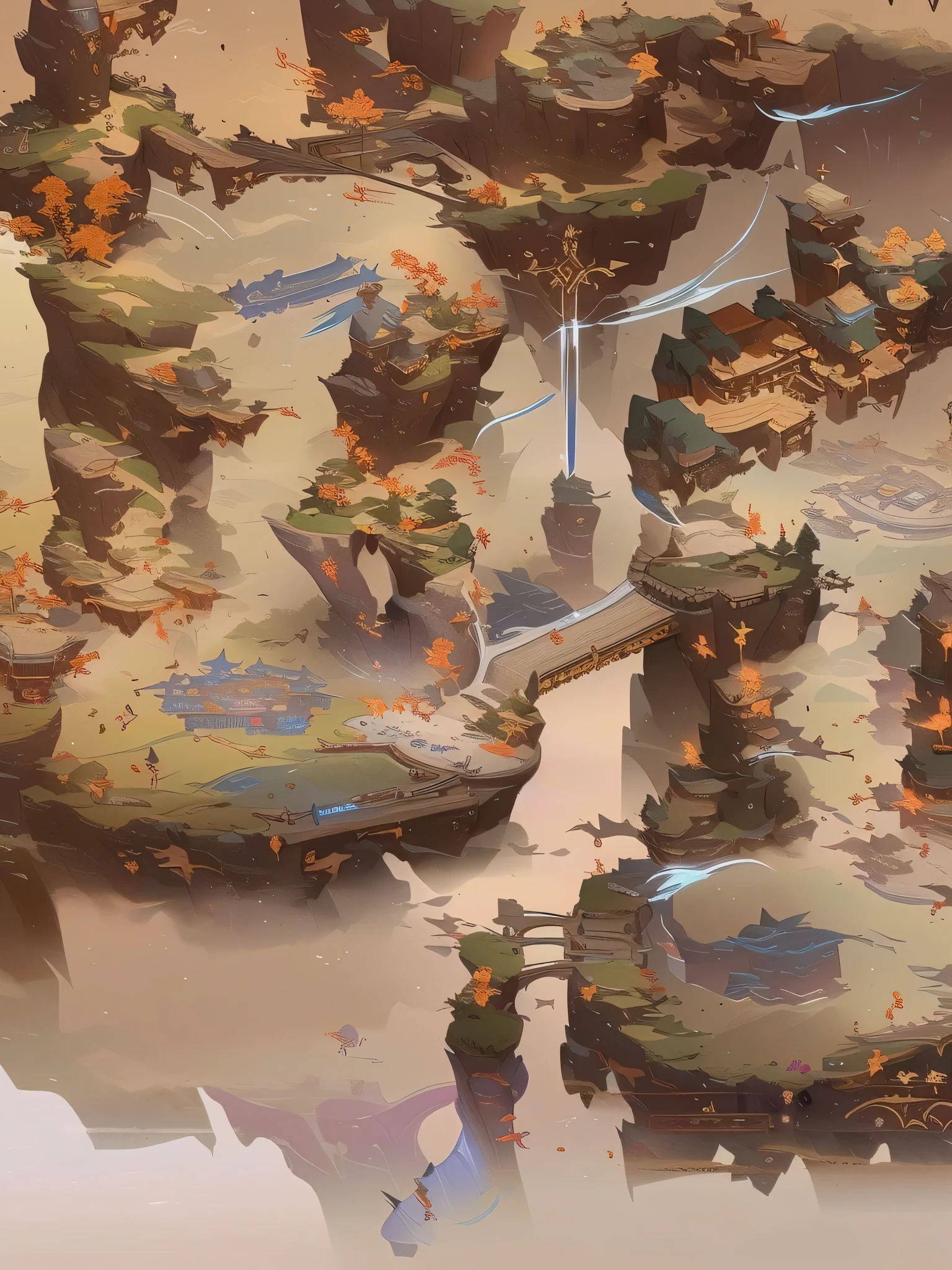 there is a picture of a game map with a bridge, detailed digital 2d fantasy art, painted as a game concept art, ornate borders + concept art, 2 d game environment design, isometric game art, isometric 2 d game art, intricate details in environment, an isometric fantasy map, magical fantasy 2 d concept art, detailed game art