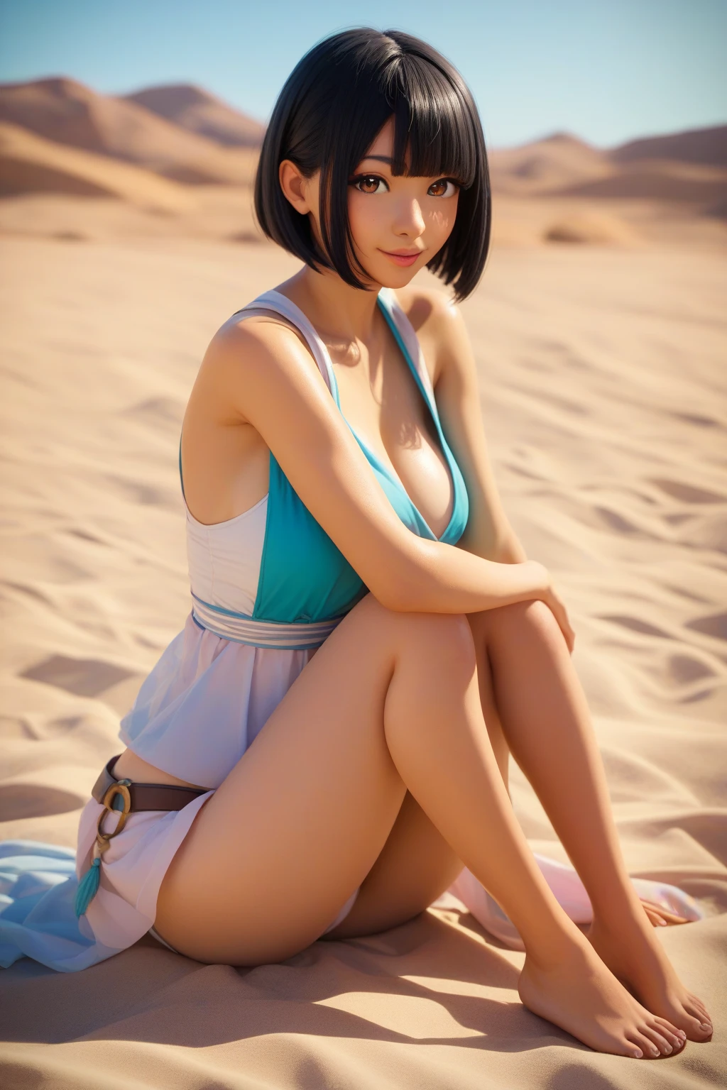(best quality), (masterpiece), detailed, depth of field, perfect lighting, 1girl, mature female, blue eyes, blue hair, low ponytail, hair ornament, (best quality), (masterpiece), detailed, depth of field, short sleeves, blue kimono, dark blue hair, upper body, freckles, huge natural breasts, smile, BREAK, surrounded:1.5 by burly fat bbc black males, (I'm riding on top bbc guy with large black girthy hypermasculine penis - cowgirl fucking position to double penetrations), BREAK, (scene: beggar's hut by the beach - Hawaii vibes),