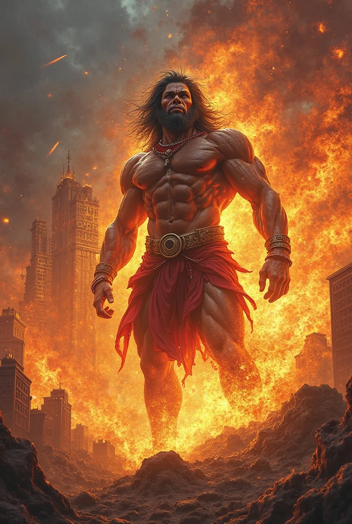 Lord hanuman burning the Lanka