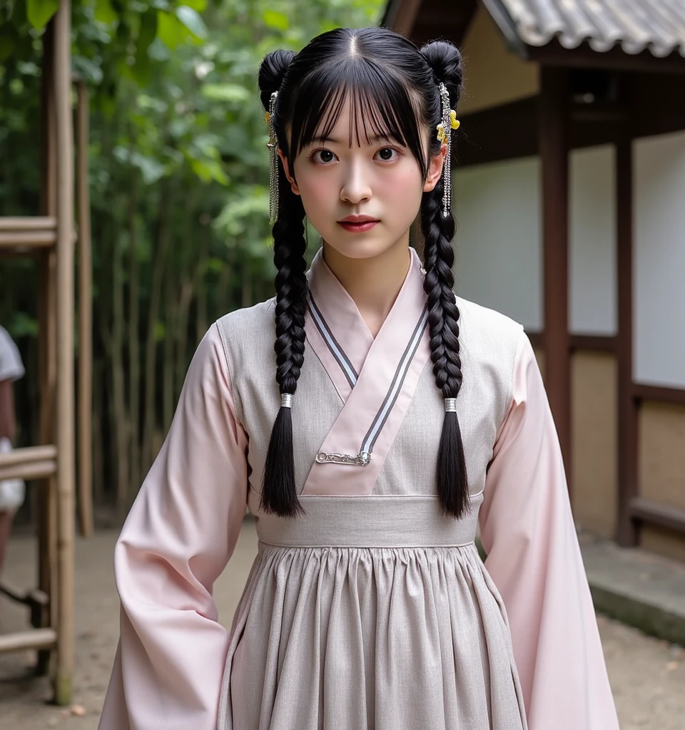11 year old girl Japanese Braids and ribbon Realistic Skin