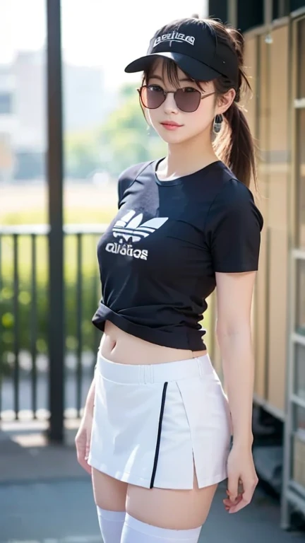masterpiece, best quality, illustration, Super detailed, fine details, High resolution, 8K,wall paper, perfect dynamic composition,(Details High quality, realistic depiction of eyes:1.3), from side, oversized sport shirt, shorts women, short bob hair, black hair color, Big Natural Color Lip, Large swollen breast, perfect body shape, sexy pose, crying a little、Don't expose it、 Harajuku style、20 year old girl、cute type、lolita, hposing Gravure Idol, full body photo、focus on crotch