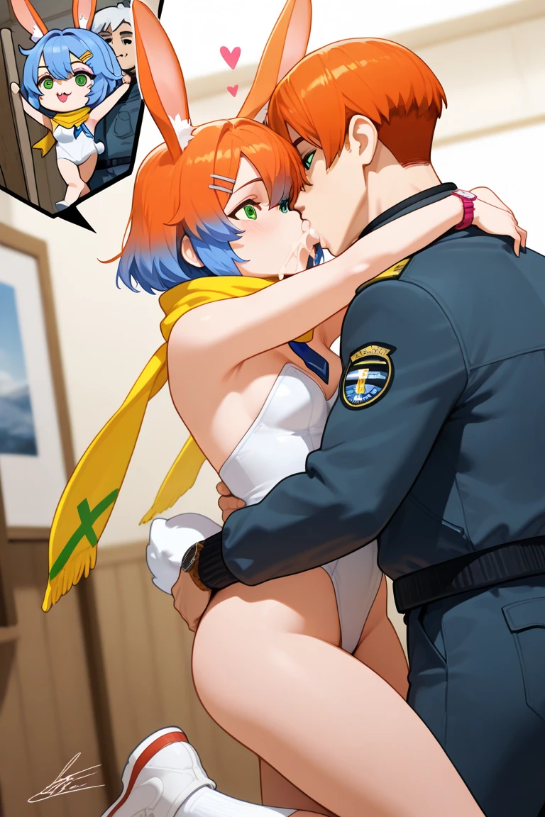 (man and woman kissing:1.6),, (masutepiece, Best Quality, hight resolution, nffsw, Perfect Pixel, depth of fields, 4K), , Perfect body, , (boys and girls:1.6), (2 human in picture:1.6) boy on top, Noel Seeker, red hair, blue eyes, green_headwear, green_jacket, grey_undershirt, red_necktie fields, , nsfw,(ecstasy:1.3) ,(slut:1.2),(vulgarity:1.3),(fucked silly:1.1),(steam:1.1),(wet:0.8),(trembling:0.8),(tears:0.7) ,(drooling:0.6),(sweat:0.8), wince,(orgasm:1.5), , (nipples:1.4), (boy fondle girl's breasts:1.6) , , (hardcore sex:1.6),,