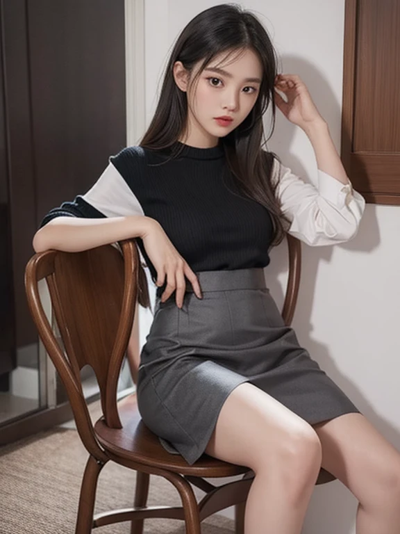 ulzzang-6500-v1.1, (raw photo:1.2), (photorealistic:1.4), beautiful detailed girl, very detailed eyes and face, beautiful detailed eyes, ridiculous, incredibly ridiculous, huge file size, super detailed, high resolution, very detailed, best quality, masterpiece, kemomimi, ((Japanese girls' high school uniform)), illustration, very detailed, CG, unified, 8k wallpaper, amazing, Fine details, masterpiece, best quality, very detailed CG uniform 8k wallpaper, light on face, cinematic lighting, 1girl, 16 years old, ((no panties)), ((dynamic pose))), (camel toe), (half), (pantyhose), (knee-bending leg sitting))