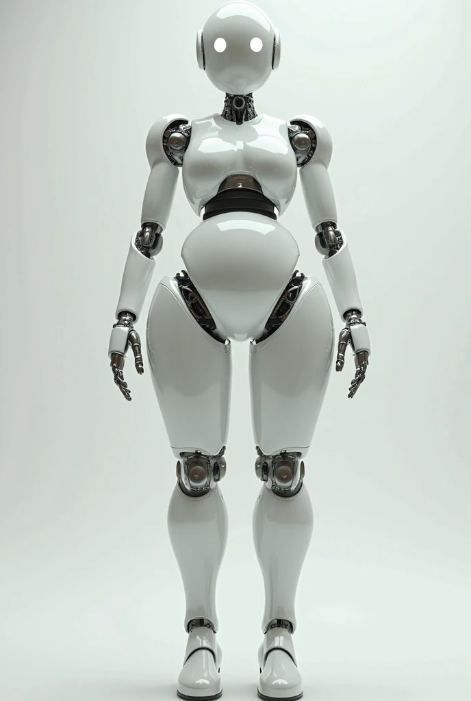I want a female robot character with curves, a bit chubby, with a full body