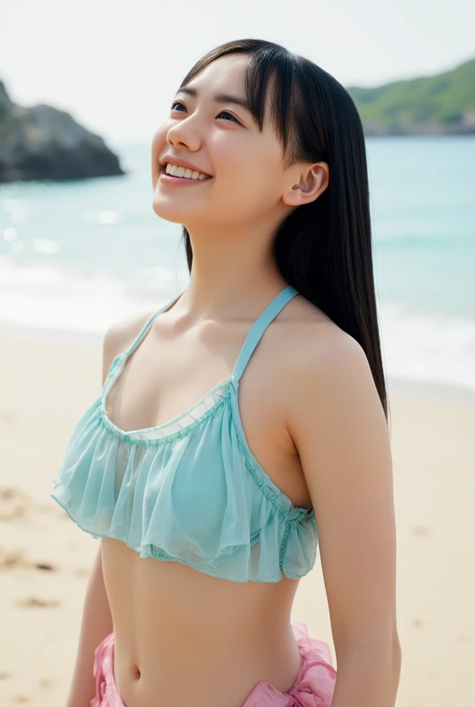 summer、On the way to school、(upper body shot), topless