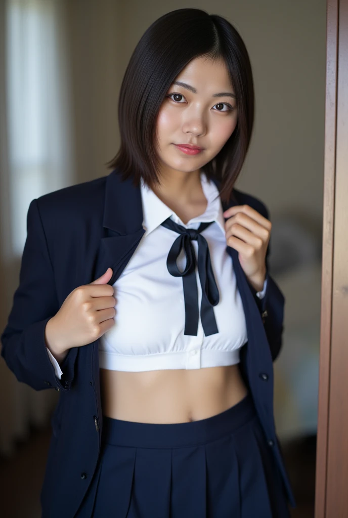 Highest quality、Ultra-high resolution、Sharp focus、The depth of the writing world、(Excellent anatomy:1.2)、(Photorealistic:1.4)、(1 Japanese Office Lady:1.3)、Black Business Closer Rack Blazer、Grey tight skirt、High heels、Narrow Face、Thin thighs、so beautiful、elegant、luxury、sexy、Physically slim、short hair、((View your viewers))、 Looking into the camera、On the sofa in the conference room、((Sleep on your back))、((Spread your legs:1.4))、(Under the skirt:1.3)、(A woman rolling up her skirt)、Laughter:.0.6、(Beautiful female genitals、Emphasis on female genitalia、Woman showing off her genitals、Photos focusing on female genitalia、From below撮影)、(From below)、((Crotch close-up:1.58))、((From belowの画角:1.45))、Disheveled clothes、Beautiful nipples、、Visible nipples、