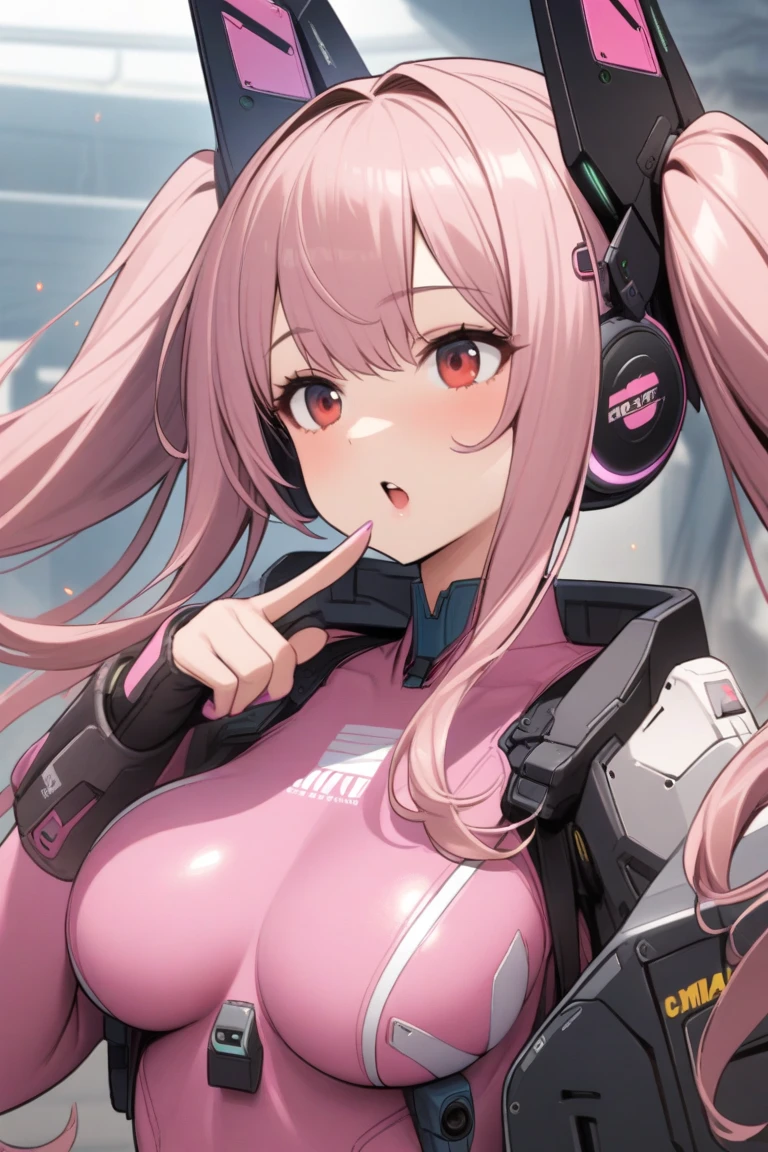 masterpiece, best quality, very aesthetic, absurdres, newest,1girl, (covered_nipples:1.2), (close-up of face), shushing, silence gesture,finger_to_mouth,blush,tears in eyes,embarrassed,,,d.va(overwatch),1girl, bodysuit, breasts, brown_hair, facial_mark, gloves, headphones,long_hair, pilot_suit, whisker_markings, white_gloves,,in a car