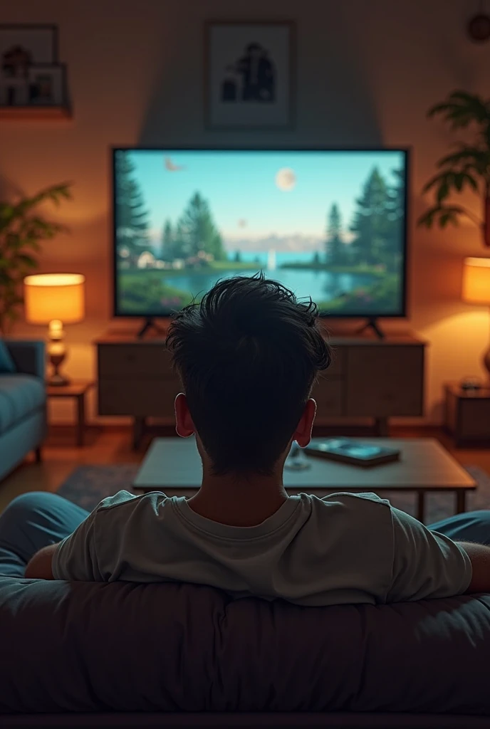A man watching tv