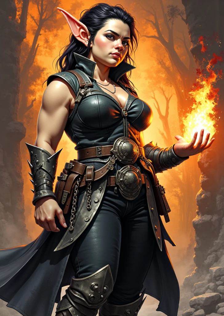 (papel de parede 8k extremamente detalhado), An average photo of a fearsome female Orc necromancer, intrincado, alto detalhe, Dramatic