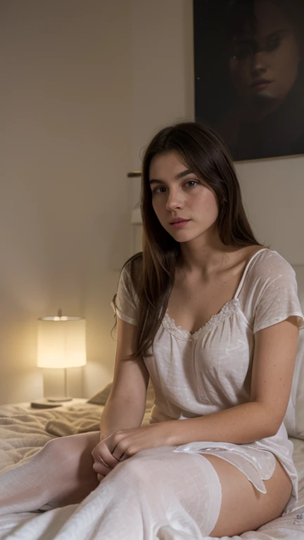 adolescente no seu quarto vendo o celular. Jovem olha para o celular. He's wearing jeans and a dark blouse, it's not sexy. imagem o focaliza de costa ele esta de frente para TV. imagem cinematografica e hiperrealista.