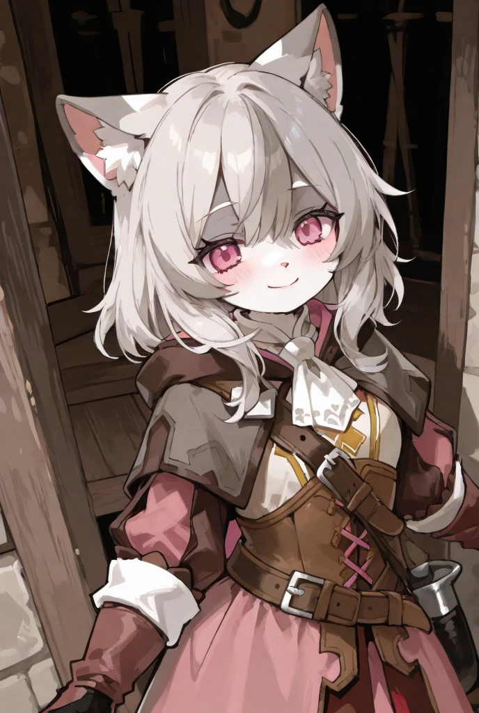 ((masterpiece, best quality)),furry, animal ears,  tail, bodyfur, 
1girl, bandaged_arm, bandages, bangs, blood, grey_hair, breasts,  cuts, hair_between_eyes,  injury, looking_at_viewer, medium_breasts, parted_lips, red_eyes, short_hair, solo, stitches, church, multicolored background, from above, candlelight, red scarf, school uniform, candle, candlestand, (black sword),