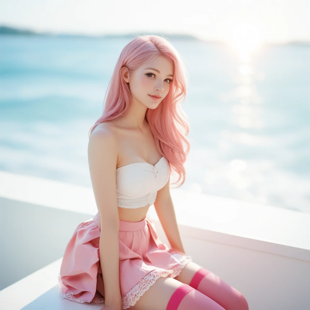 (spread legs, legs up :1.3),Tokyo, Kabukicho, Long hair blowing in the wind, Pink Hair, High resolution, dress