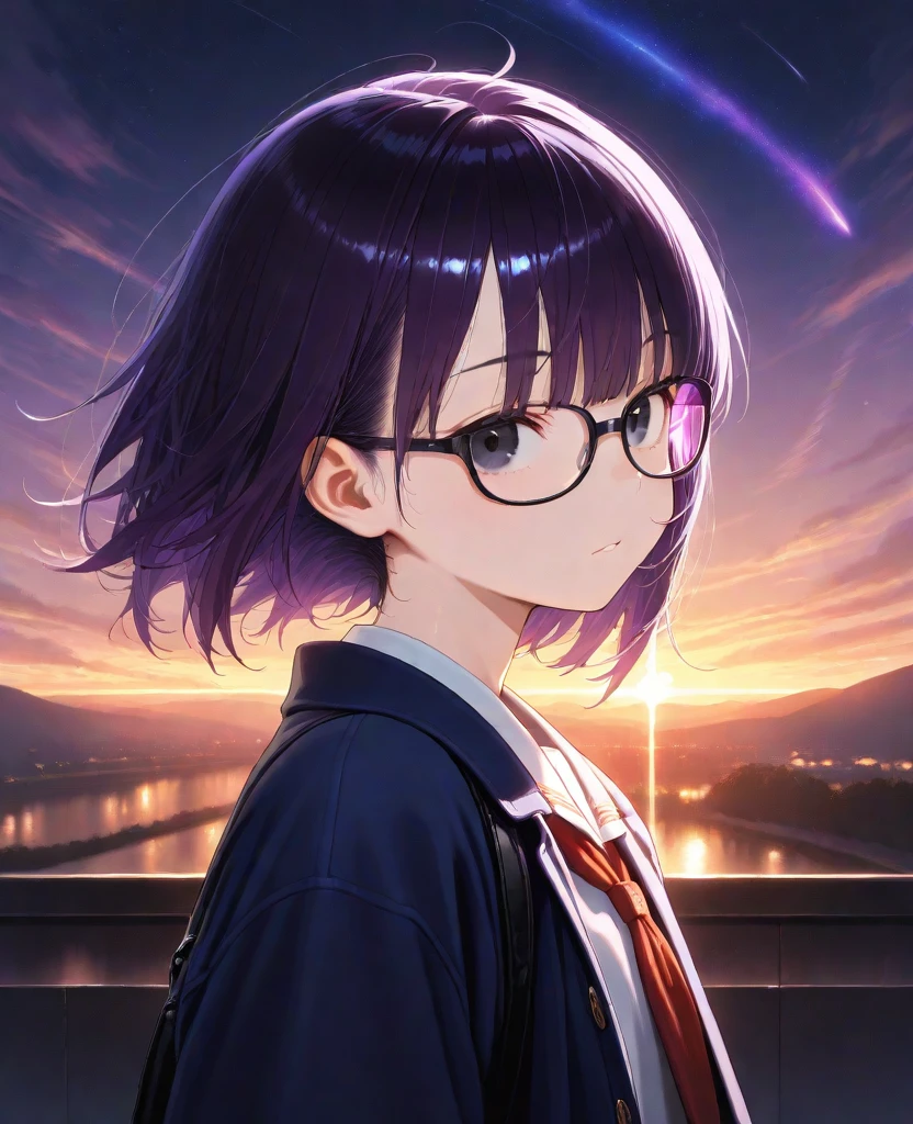 (high quality、masterpiece)、One Girl、anime、ultra hi resolution picture、Depth of written boundary、smile、cute、View your viewers、Outdoor、Glasses、Twin braids、whole body、homura akemi、