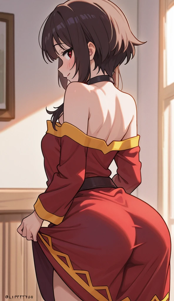 BREAK looking at viewer, BREAK (masterpiece:1.2), best quality, high resolution, unity 8k wallpaper, (illustration:0.8), (beautiful detailed eyes:1.6), extremely detailed face, perfect lighting, extremely detailed CG, (perfect hands, perfect anatomy),room,candles, night, silk bed,hyuuga hanabi, brown hair, hair between eyes, long hair, purple eyes, bare shoulders,skinny fit, long legs,stockings,lace panties,, lace bra,full body,from below,from behind