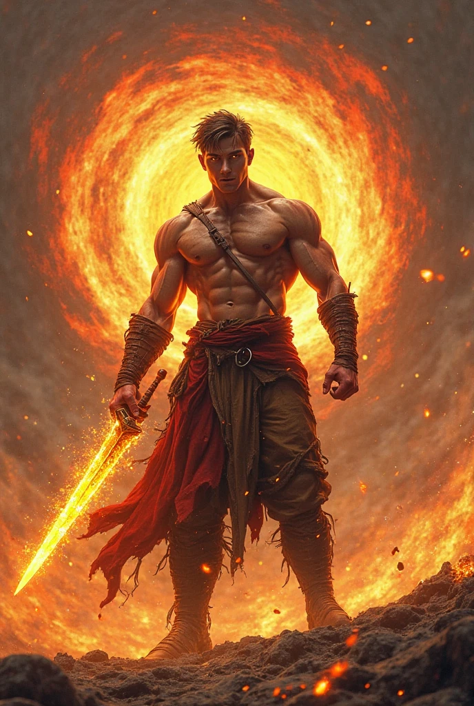 The Guardian of Fire, “Finn”, a young man with amber eyes and the power of fire. 