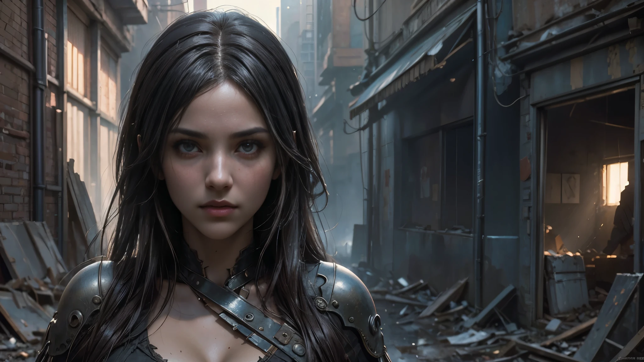 masterpiece, high resolution, 8,000,( Portrait Photos:1.5),(R original photo),Reality,Digital photography,(Ruins of the Apocalypse , apocalyptic wasteland ),City ruins,Beautiful 20-year-old woman ,sentry, post-apocalyptic scene ,Medium distance photography, Worn Clothes,looking into the camera,big breasts,由Greg Rutkowski、 conceptual art by John William Waterhouse, intricate details, 8K Post-production, high resolution , super detailed, are very popular on Artstation , Clear Focus , depth of field/1.8,