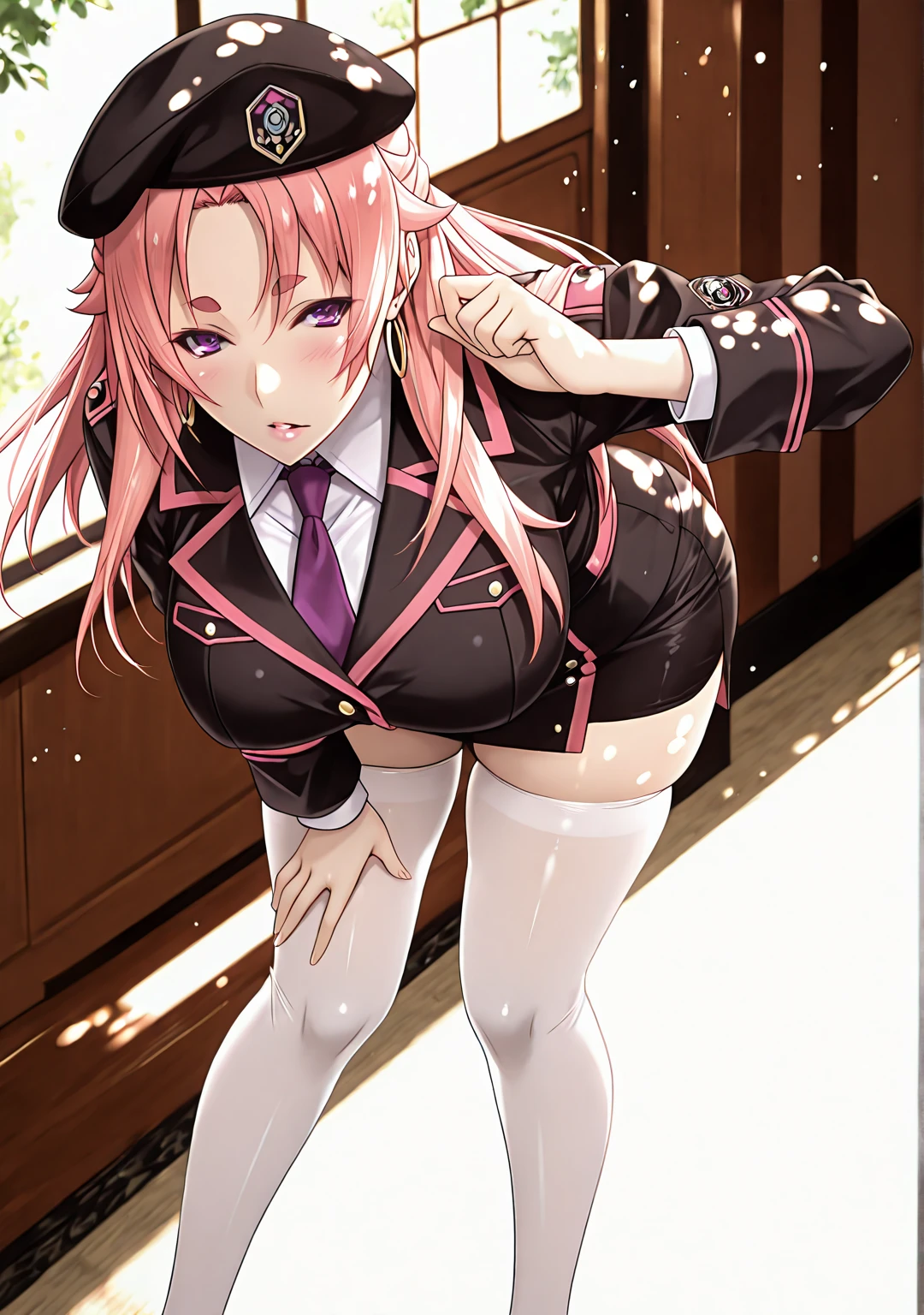 Wink、lure、cute、alone、woman、Highest quality、mini skirt、Panty shot、Condescending Gaze、Thick thighs、Big Ass、uniform、Twin tails