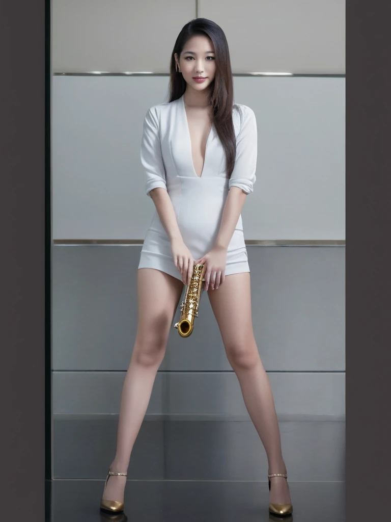 Brown Hair Ponytail、perfect bodies、a choker、high-heels